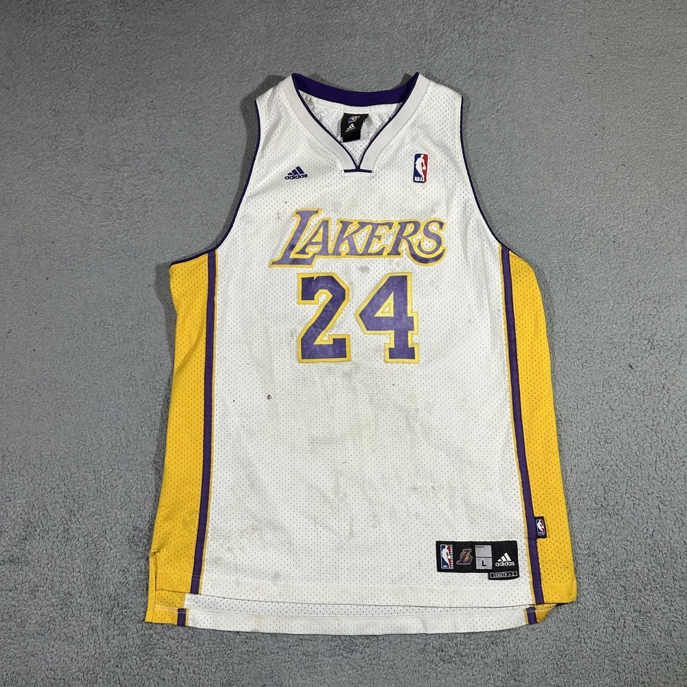 Adidas Kobe Bryant Los Angeles Lakers #24 White Jersey Men's Large #3944